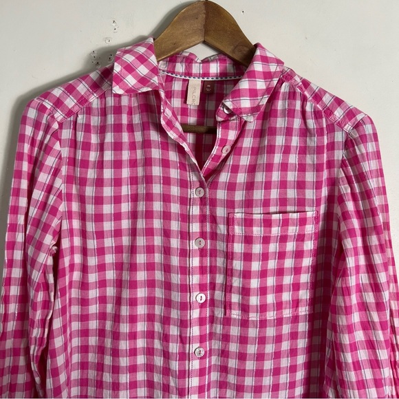 Anthropologie Pilcro Deb Gingham Buttondown Shirt Size XS Pink Blue Ombré preppy - Picture 6 of 14